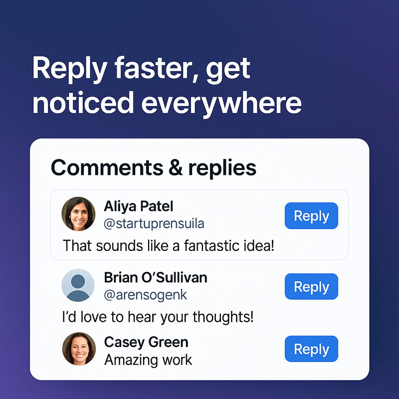 TweetVibe product preview showing comments and reply interface